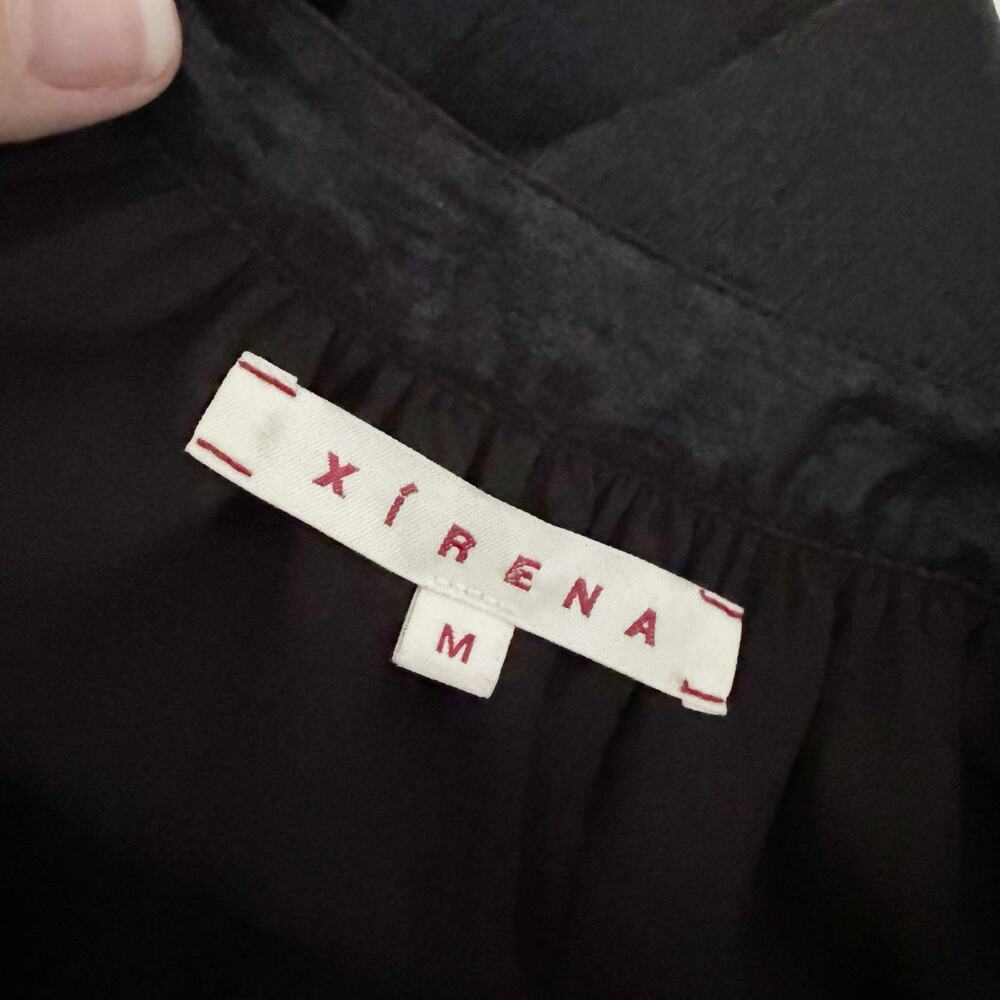 XIRENA Farrah Poplin Split Neck Top Shimmer Black Medium M - Picture 7 of 8